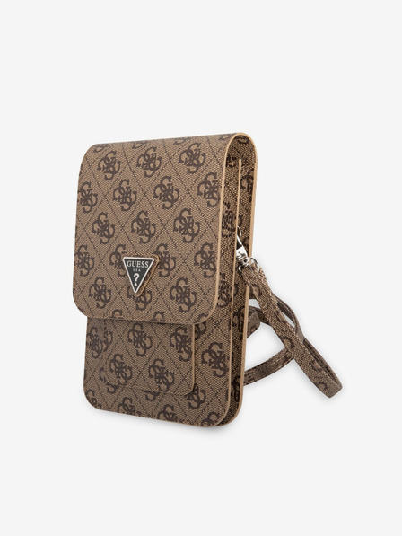 Guess PU 4G Triangle Logo Taška na Telefon Brown Phone case