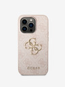 Guess PU 4G Metal Logo Zadní Kryt pro iPhone 15 Pro Max Pink Phone case