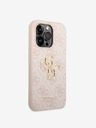 Guess PU 4G Metal Logo Zadní Kryt pro iPhone 15 Pro Max Pink Phone case