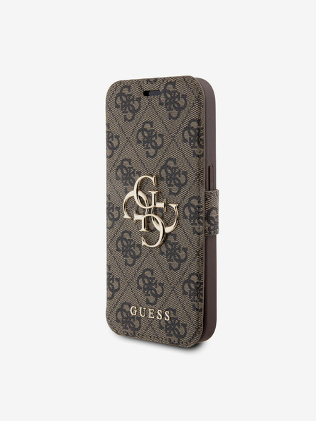 Guess PU Leather 4G Metal Logo Book iPhone 15 Pro Max Brown Case