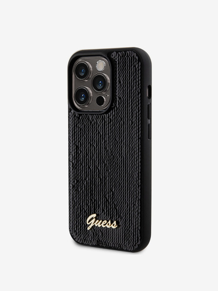 Guess Sequin Script Logo Zadní Kryt pro iPhone 14 Pro Black Phone case