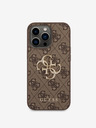 Guess PU 4G Metal Logo Zadní Kryt pro iPhone 14 Pro Max Brown Phone case