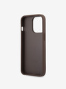 Guess PU 4G Metal Logo Zadní Kryt pro iPhone 14 Pro Max Brown Phone case