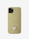 Guess Rhinestones Triangle Metal Logo Kryt pro iPhone 11 Pro Max Gold Phone case