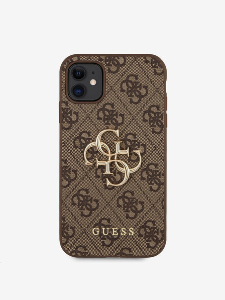 Guess PU 4G Metal Logo Zadní Kryt pro iPhone 11 Brown Phone case