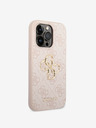 Guess PU 4G Metal Logo Zadní Kryt pro iPhone 14 Pro Max Pink Phone case