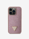 Guess Rhinestones Triangle Metal Logo Kryt pro iPhone 15 Pro Pink Phone case