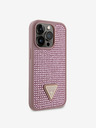 Guess Rhinestones Triangle Metal Logo Kryt pro iPhone 15 Pro Pink Phone case