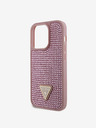 Guess Rhinestones Triangle Metal Logo Kryt pro iPhone 15 Pro Pink Phone case