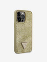 Guess Rhinestones Triangle Metal Logo Kryt pro iPhone 14 Pro Max Gold Phone case