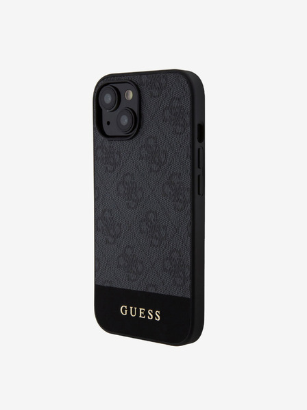 Guess PU 4G Stripe MagSafe Zadní Kryt pro iPhone 15 Black Phone case