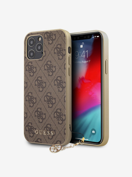 Guess 4G Charm Zadní Kryt pro iPhone 12/12 Pro 6.1 Brown Phone case