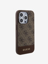 Guess PU 4G Stripe MagSafe Zadní Kryt pro iPhone 15 Pro Brown Phone case