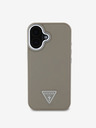 Guess PU Grained Triangle Logo Zadní Kryt pro iPhone 16 Brown Phone case