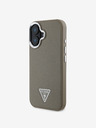 Guess PU Grained Triangle Logo Zadní Kryt pro iPhone 16 Brown Phone case