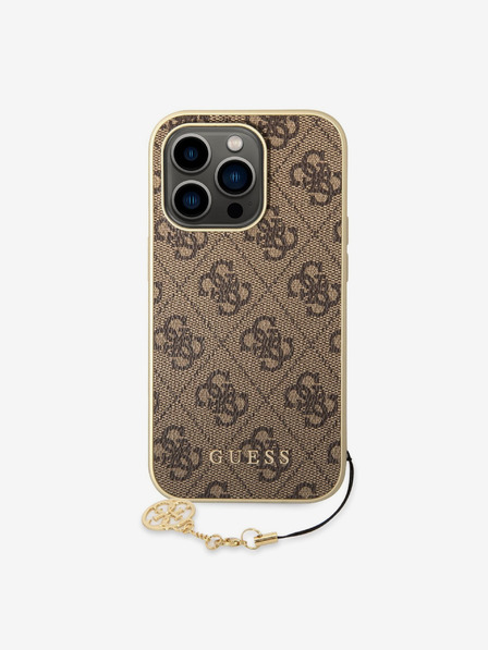 Guess 4G Charm Zadní Kryt pro iPhone 14 Pro Brown Phone case