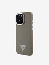 Guess PU Grained Triangle Logo Zadní Kryt pro iPhone 16 Pro Brown Phone case