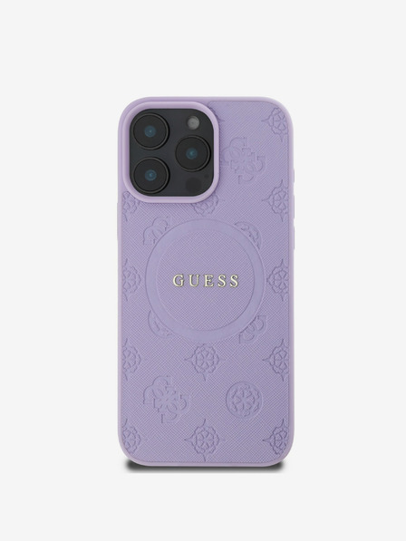 Guess Saffiano Peony Stamp MagSafe Zadní Kryt pro iPhone 16 Pro Purple Phone case