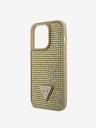 Guess Rhinestones Triangle Metal Logo Kryt pro iPhone 15 Pro Gold Phone case