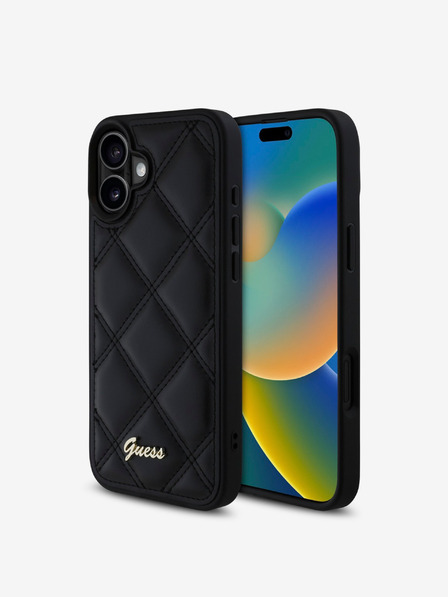 Guess PU Leather Quilted Zadní Kryt pro iPhone 16 Plus Black Phone case