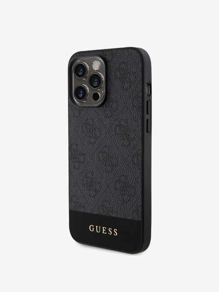 Guess PU 4G Stripe MagSafe Zadní Kryt pro iPhone 15 Pro Max Black Phone case