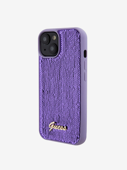 Guess Sequin Script Logo Zadní Kryt pro iPhone 15 Plus Purple Phone case