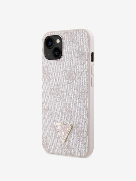 Guess PU 4G Strass Triangle Metal Logo iPhone 15 Pink Phone case