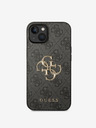 Guess PU 4G Metal Logo Zadní Kryt pro iPhone 15 Plus Grey Phone case