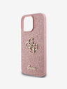 Guess PU Fixed Glitter 4G Metal Logo Zadní Kryt pro iPhone 16 Pro Max Pink Phone case