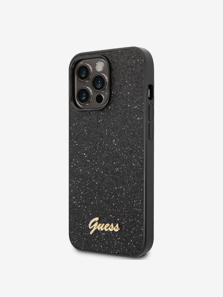 Guess PC/TPU Glitter Flakes Metal Logo iPhone 14 Pro Max Black Phone case