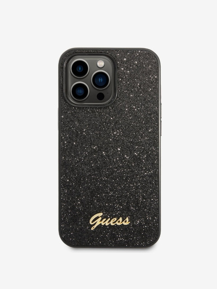 Guess PC/TPU Glitter Flakes Metal Logo iPhone 14 Pro Max Black Phone case