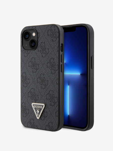 Guess PU 4G Strass Triangle Metal Logo iPhone 15 Black Phone case