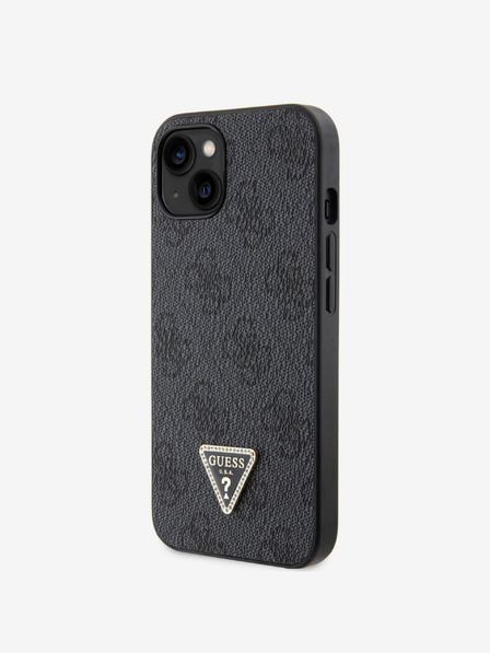 Guess PU 4G Strass Triangle Metal Logo iPhone 15 Black Phone case