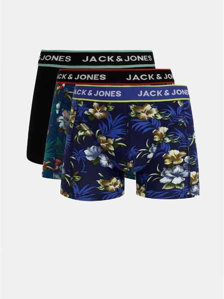 Jack & Jones Set di tre boxer Jack & Jones Flower in blu e nero