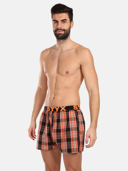 Styx Set di tre pantaloncini a quadri da uomo in blu, verde e arancione STYX