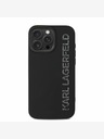 Karl Lagerfeld Karl Lagerfeld 3D Rubber Glitter Logo Back Cover per iPhone 15 Pro Nero
