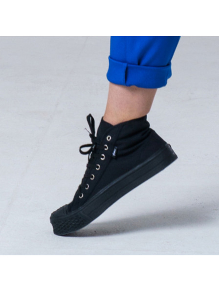 Vasky Scarpe da ginnastica alla caviglia in tela da donna / stivali neri Vasky Kanvasky High