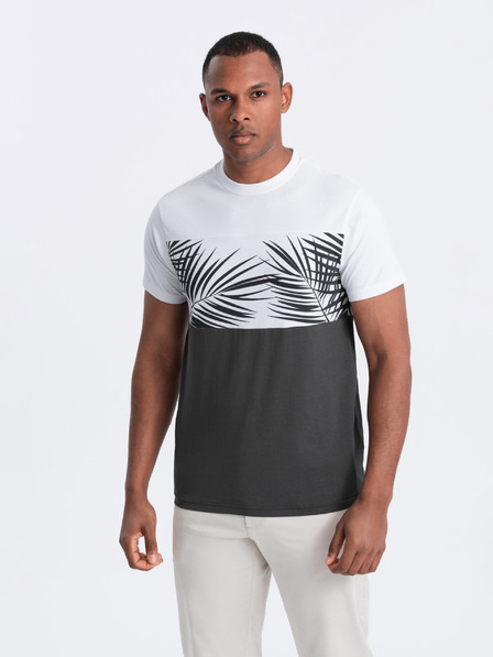 Ombre Clothing Maglietta stampata bianca e grigia da uomo Ombre Clothing