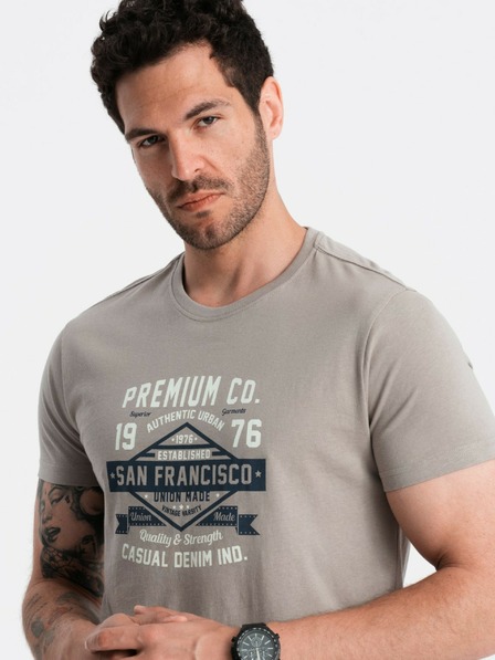 Ombre Clothing Maglietta stampata San Francisco da uomo grigia Ombre Clothing