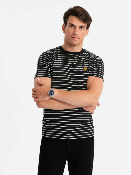 Ombre Clothing T-shirt da uomo a righe con patch Ombre Clothing
