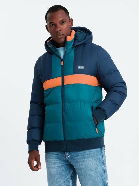 Ombre Clothing Giacca sportiva retrò da uomo in blu scuro e arancione Ombre Clothing