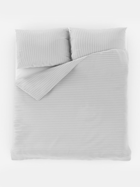 Kvalitex Biancheria da letto francese in raso con riga 1+2, 220x200, 70x90cm BIANCO