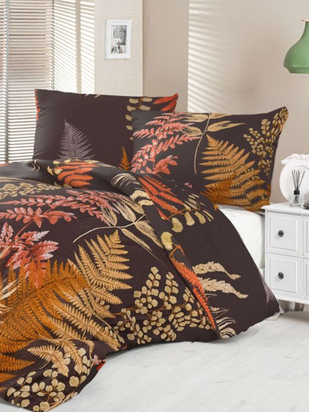 Kvalitex Set di biancheria da letto in raso francese Luxury Collection 1+2, 220x200, 70x90cm Felce marrone Kvalitex