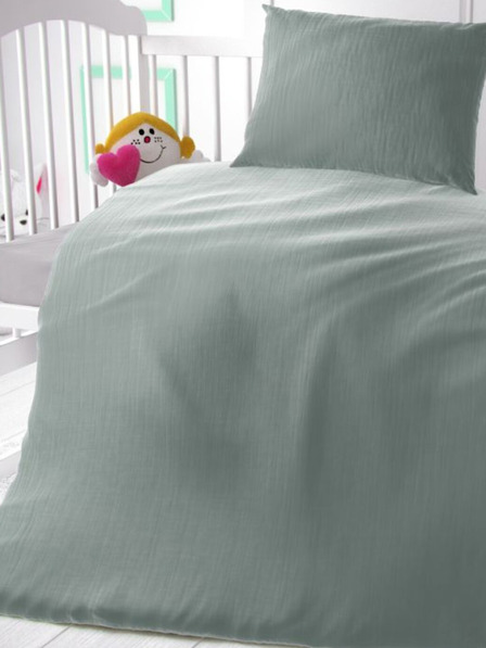Kvalitex Set di biancheria da letto in mussola per lettino verde chiaro Kvalitex