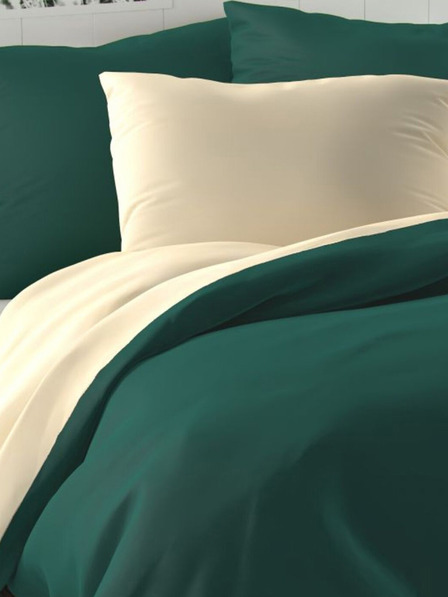 Kvalitex Raso LUXURY COLLECTION 140x200, 70x90cm verde scuro / bianco sporco