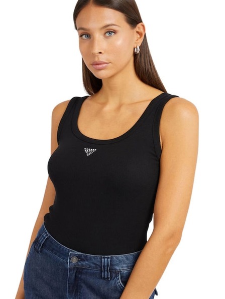 Guess Jeans Canotta nera da donna con logo small triangle Guess jeans