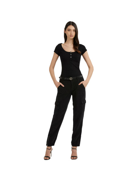 Guess Jeans T-shirt nero da donna con bottoni Guess jeans