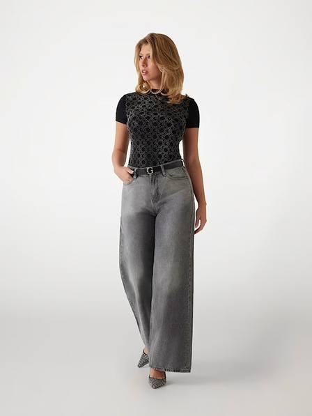 Guess Jeans T-shirt nero da donna con stampa Guess jeans