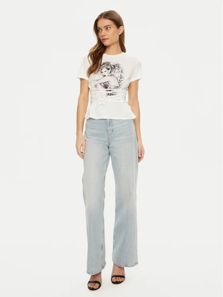 Guess Jeans T-shirt bianca da donna Eco Duchess con corsetto grafico Guess jeans